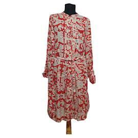 Robe chemise Noa Noa rouge bleu beige viscose M Multicolore