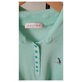 Céline-Haut sans manches type polo turquoise Maison Céline-Turquoise