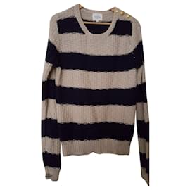 Pull Sézane rayures marinière modèle Lamberto Beige Bleu Marine