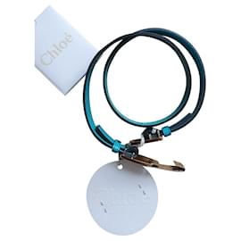 Chloé-Chloé thin patent leather belt-Turquoise