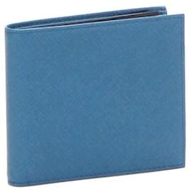 Prada-Two-Fold Wallet in Blue-Blue