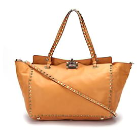 Valentino-Studs 2Way Tote Bag Medium in Brown-Brown
