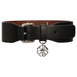 Alexander Mcqueen-Skull and Crytal Leather Cuff-Black
