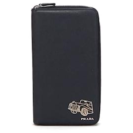 Prada-Fastener Long Wallet in Black-Black