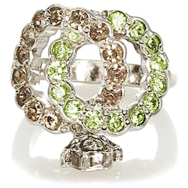 Versace Silberner Strassring Silber Grün Hellgrün