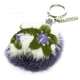 Fendi-Fendi Blue Monster Fur Pom-Pom Bag Charm-Blue,Multiple colors
