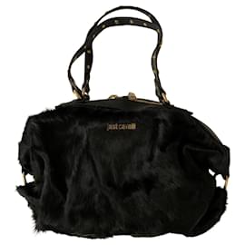 Just Cavalli-Black Leather Tote Bag-Black