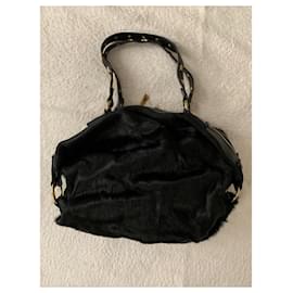 Just Cavalli-Black Leather Tote Bag-Black