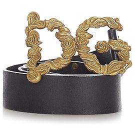 Dolce & Gabbana Cinto de couro preto Preto Dourado