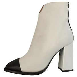 Schwarz-weiße MSGM Tronchetto-Stiefel Schwarz Weiß