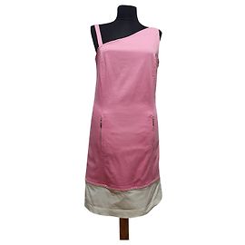 Escada Kleid Rosa Weiß Baumwolle Pink Weiß