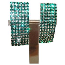 Pendientes / clip-ons de cristal verde de Alessandra Rich Hardware de plata