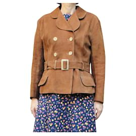 Autre Marque-tamanho de jaqueta de camurça vintage 38-Castanho claro