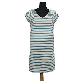 Vestido Tory Burch de algodão listrado branco e azul Branco Azul Azul claro