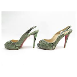 Christian Louboutin-CHRISTIAN LOUBOUTIN SANDALS PRIVATE NUMBER 40.5 PYTHON LEATHER-Green