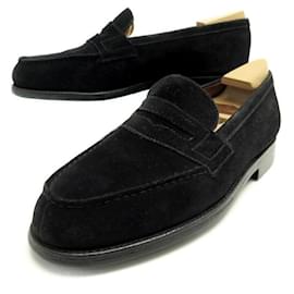 JM Weston-SHOES MANUFACTURE JM WESTON LOAFERS 179 6D 40 BLACK SUEDE STAINLESS STEEL-Black