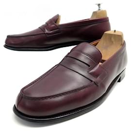 JM Weston-JM WESTON LOAFERS 180 8C 42 FINE BURGUNDY LEATHER LOAFERS SHOES-Dark red