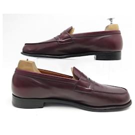 JM Weston-JM WESTON LOAFERS 180 8C 42 FINE BURGUNDY LEATHER LOAFERS SHOES-Dark red