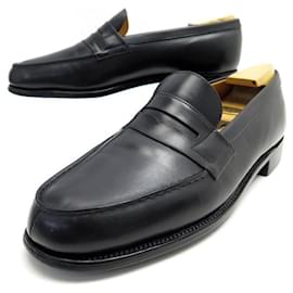 JM Weston-JM WESTON LOAFERS 180 8b 41.5 42 FINE BLACK LEATHER + SLEEVES-Black
