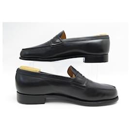 JM Weston-JM WESTON LOAFERS 180 8b 41.5 42 FINE BLACK LEATHER + SLEEVES-Black