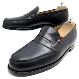 JM Weston-JM WESTON LOAFERS 180 9C 43 FINE BLACK LEATHER LOAFERS-Black