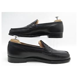 JM Weston-JM WESTON LOAFERS 180 9C 43 FINE BLACK LEATHER LOAFERS-Black