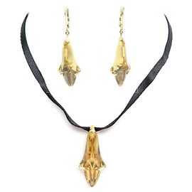 CONJUNTO DE COLAR BACCARAT + BRINCOS PM EM CRISTAL E OURO Dourado