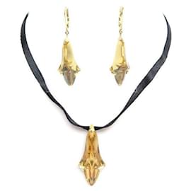 Baccarat-BACCARAT SET NECKLACE + Tassel EARRINGS PM IN CRYSTAL & GOLD-Golden