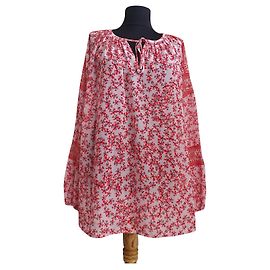 Blouse Oversize Fleurie Laurèl Rouge Rose Rose Rouge
