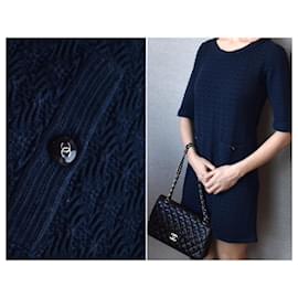 Chanel-Vestido Paris Dubai-Azul marinho,Azul escuro