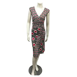 Diane Von Furstenberg DvF Willow vestido envoltório de seda EUA 8 Multicor