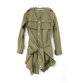 Mono corto de algodón con cintura anudada de Alexander Wang Caqui