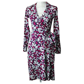 Diane Von Furstenberg-DvF New Jeanne vestido envoltório mistura de seda-Multicor