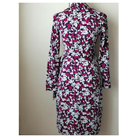 Diane Von Furstenberg-DvF New Jeanne vestido envoltório mistura de seda-Multicor