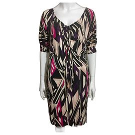 Diane Von Furstenberg Kitt Seidenkleid mit geometrischem Print Mehrfarben