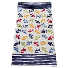 Sonia Rykiel Strand- oder Badetuch  88 x 155 cm Weiß Mehrfarben  Marineblau