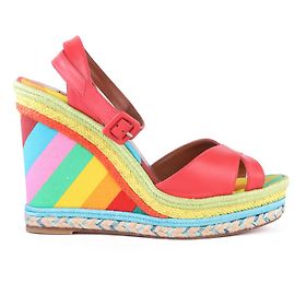 Valentino Multicolor Leather Espadrille Wedge Ankle Strap Sandals Multiple colors
