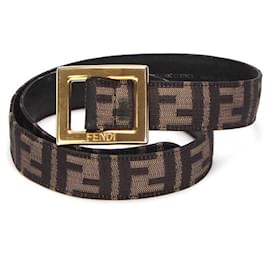 Fendi-Zucca Pattern Belt in Brown-Brown