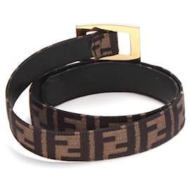 Fendi-Zucca Pattern Belt in Brown-Brown