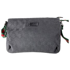 Borsa a spalla Gucci Webline nera rossa verde in tela Nero Rosso Verde