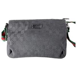 Gucci Webline Shoulder Bag Black Red Green Cloth Black Red Green