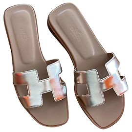 Sandali Hermès Oran Beige D'oro Bronzo