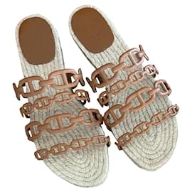 Hermès Espadrille Marron Beige Marron clair Caramel Marron foncé
