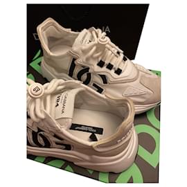 Dolce & Gabbana Daymaster Sneaker Weiß Nylon Schwarz Weiß Creme
