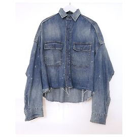 R13 Camicia oversize corta in denim Blu