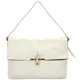 Céline Celine White Blade Leather Shoulder Bag White Cream