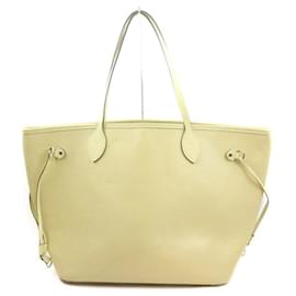 Louis Vuitton-Vanilla Beige Leather Neverfull MM Tote Bag-Other