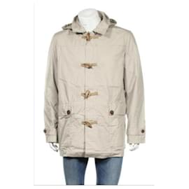 French Connection-FCUK 55BAG Hooded Cotton Rain Duffle Coat-Beige