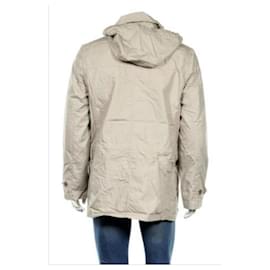 French Connection-FCUK 55BAG Hooded Cotton Rain Duffle Coat-Beige