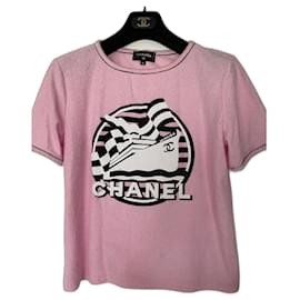 Chanel-Camiseta Chanel en pedrería-Rosa